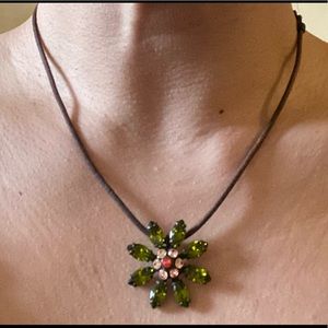 Rhinestone necklace pendent, Swarovski elements,